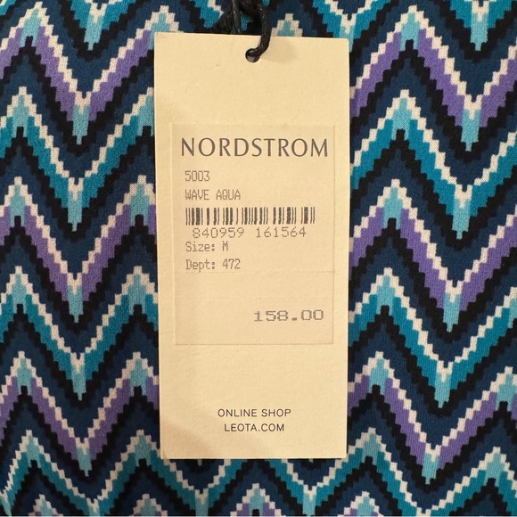 Leota Wave Aqua Faux Wrap Dress M | NWT | Nordstrom $158 - Picture 4 of 8